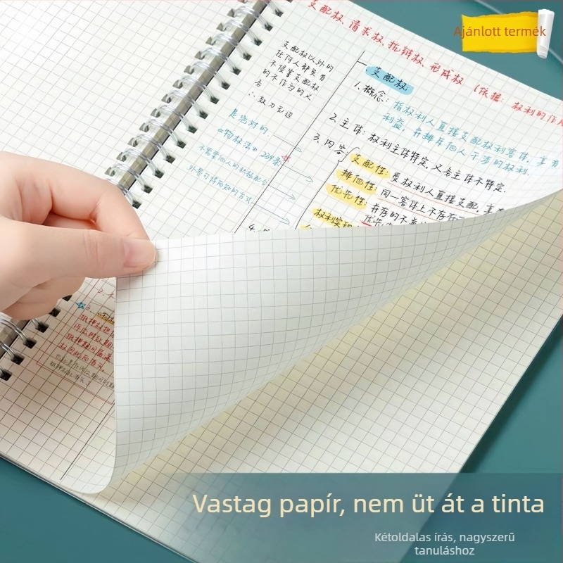 A5–B5 spirálfüzet, leválasztható lapokkal, vízszintes vonalas és üres oldalakkal