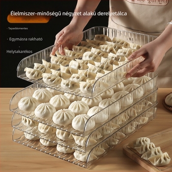 Új többszintes gombóc tál fedő, élelmiszerbiztonsági tapadásmentes bevonattal, téglalap alakú, nagy kapacitású, hűtőszekrényben tartható