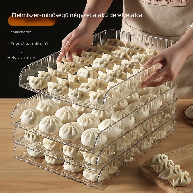 Új többszintes gombóc tál fedő, élelmiszerbiztonsági tapadásmentes bevonattal, téglalap alakú, nagy kapacitású, hűtőszekrényben tartható