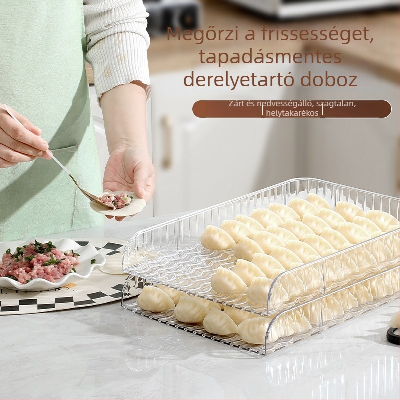 Új többszintes gombóc tál fedő, élelmiszerbiztonsági tapadásmentes bevonattal, téglalap alakú, nagy kapacitású, hűtőszekrényben tartható