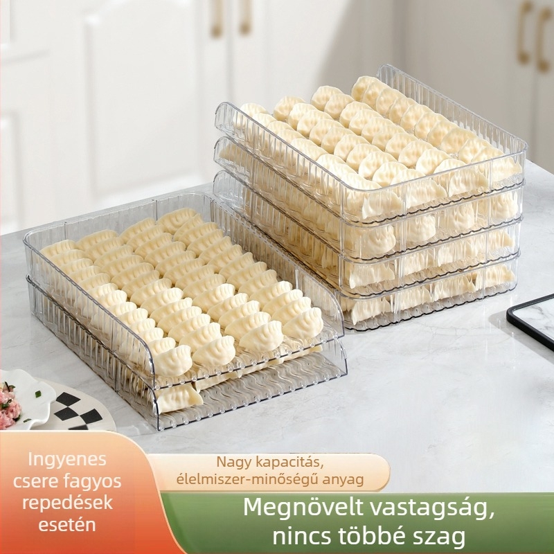 Új többszintes gombóc tál fedő, élelmiszerbiztonsági tapadásmentes bevonattal, téglalap alakú, nagy kapacitású, hűtőszekrényben tartható