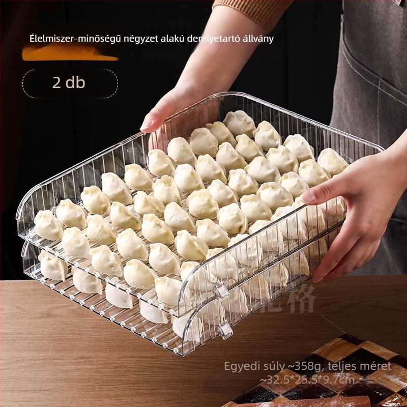 Új többszintes gombóc tál fedő, élelmiszerbiztonsági tapadásmentes bevonattal, téglalap alakú, nagy kapacitású, hűtőszekrényben tartható