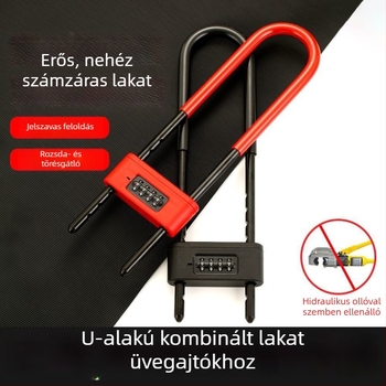 U-alakú jelszavas zár üvegajtókhoz – bolti kétajtós ajtóhoz, lopás elleni fogantyú, rozsdamentes acél