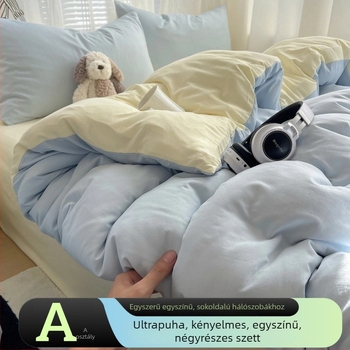 100% pamutból készült 4 részes ágyneműkészlet, 2026-os modell, egyágyas diákágyhoz.