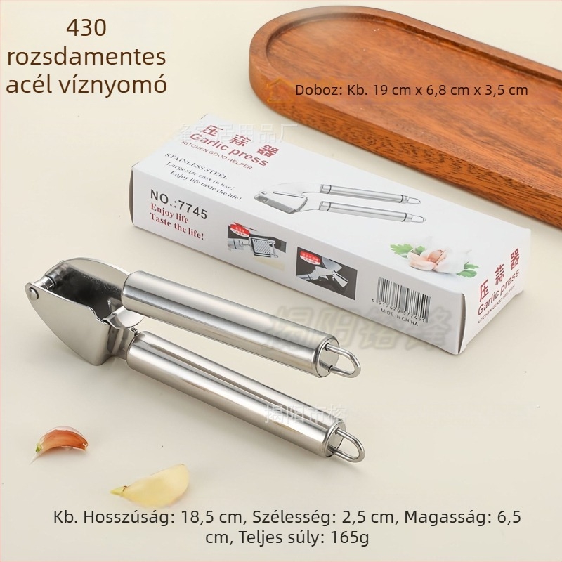 Fokhagyma sajtó cinkötvözetből, vastított és tartós, kézi konyhai eszköz fokhagyma pastához és gyömbérléhez