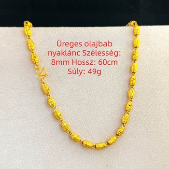 Aranyozott réz férfi nyaklánc, üreges faragott olíva motívummal