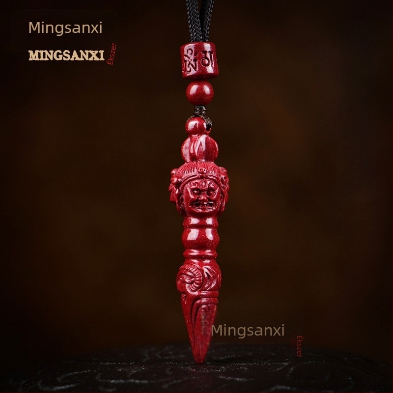 Természetes cinnabar Vajra kőmedálos nyaklánc, amulett férfiak, nők és gyerekek számára