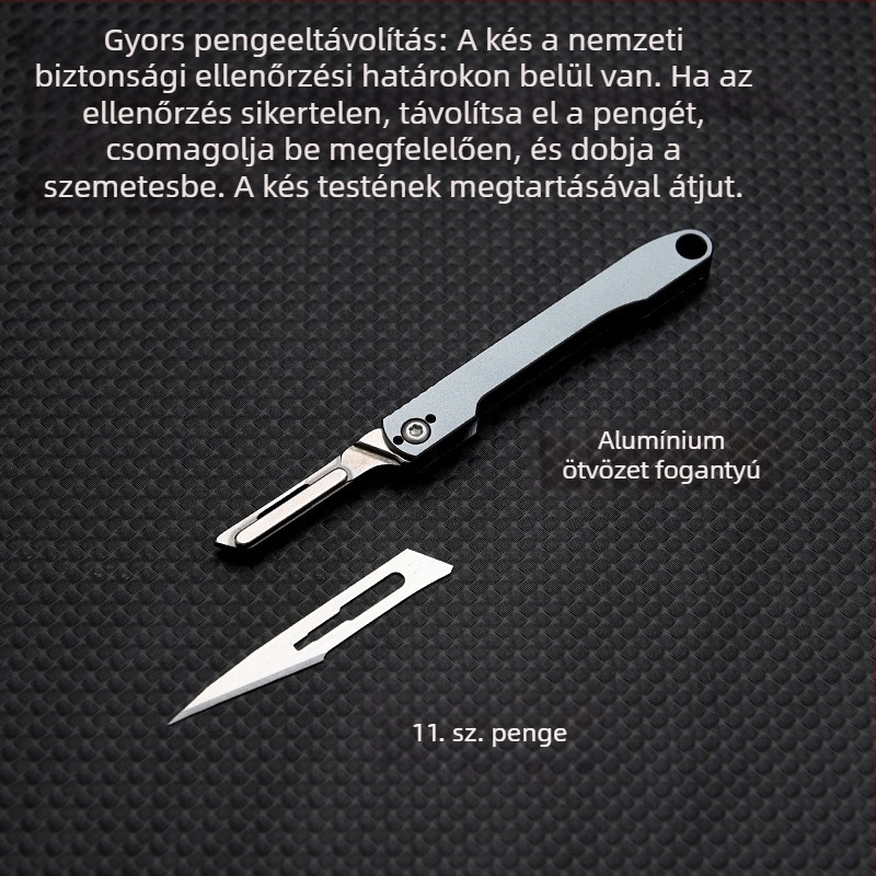 11-es számú alumíniumötvözetű univerzális kés, cserélhető penge, mini hajtó kés, hordozható kulcstartó, csomagolásfelnyitó kés, papírvágó