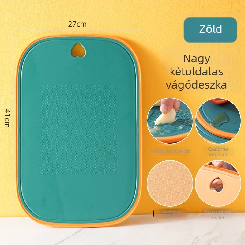 Konyhai műanyag vágódeszka, antibakteriális, penészellenes, extra vastag, kétoldalas, zöldségekhez és gyümölcsökhöz.