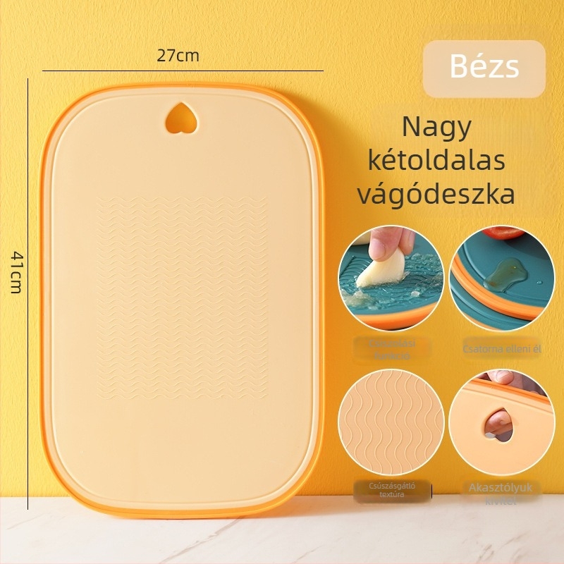 Konyhai műanyag vágódeszka, antibakteriális, penészellenes, extra vastag, kétoldalas, zöldségekhez és gyümölcsökhöz.