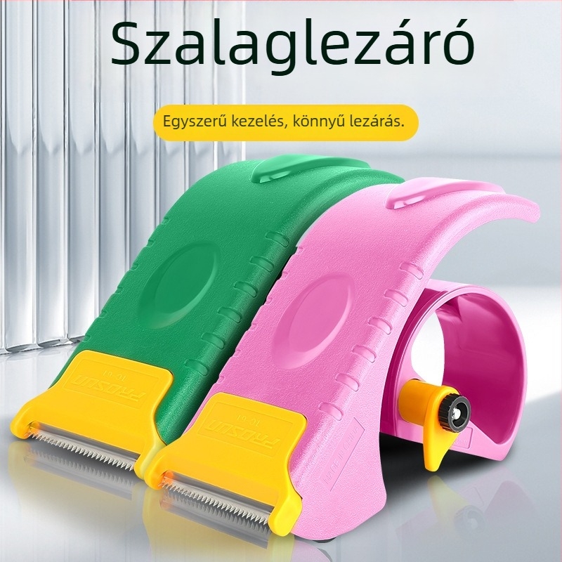 Átlátszó ragasztószalag-vágó és dobozzáró, állítható szélesség 4,5–6 cm