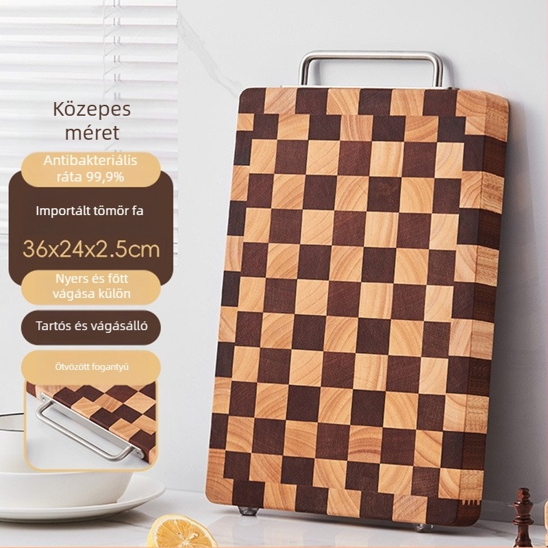 Akácfa szeletelő deszka sakkos mintával – antibakteriális, penészálló
