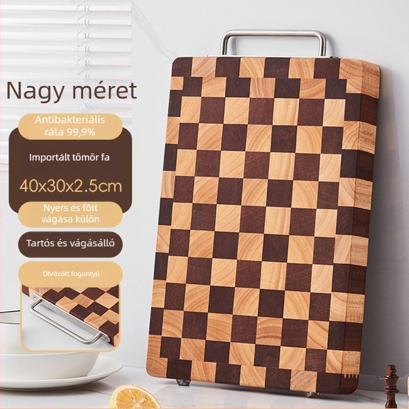 Akácfa szeletelő deszka sakkos mintával – antibakteriális, penészálló