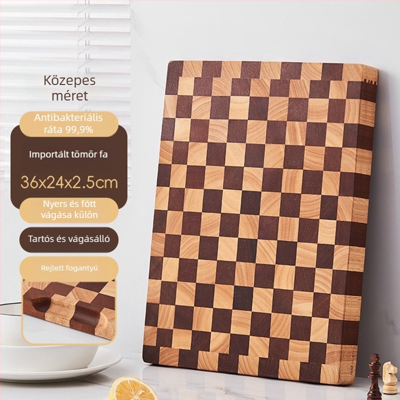 Akácfa szeletelő deszka sakkos mintával – antibakteriális, penészálló
