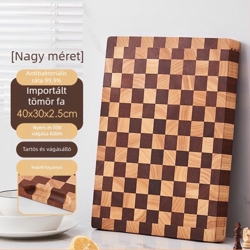 Akácfa szeletelő deszka sakkos mintával – antibakteriális, penészálló