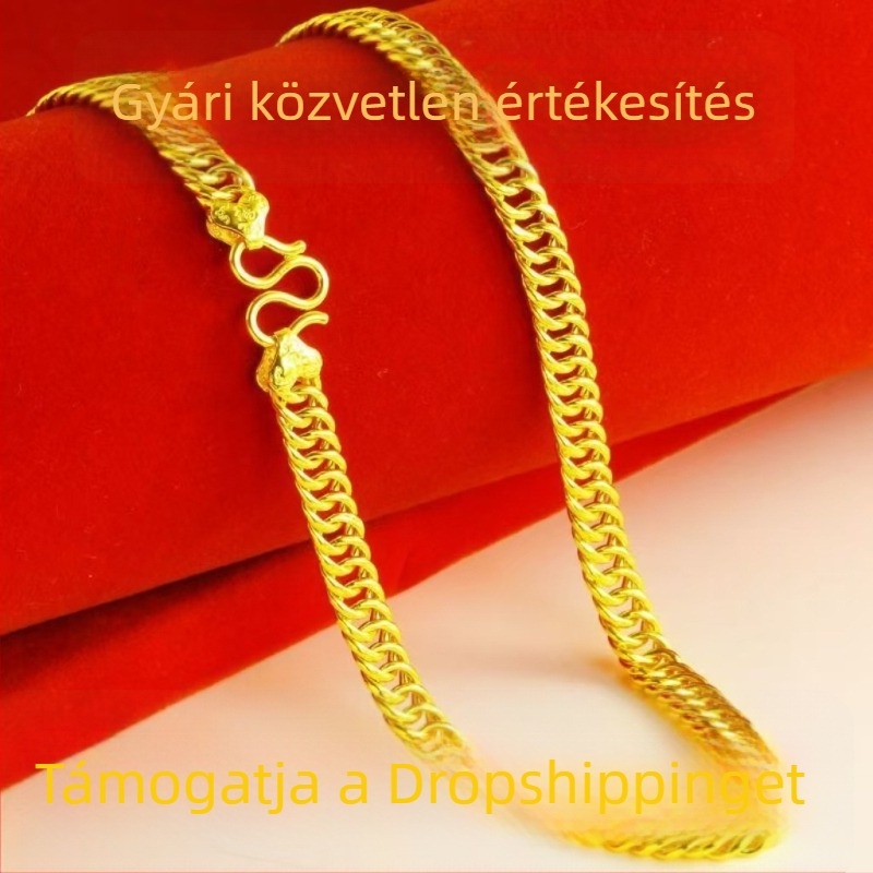 Vietnámi aranyozott réz nyaklánc whip lánccal, 51–60 cm, uniszex, semleges stílus