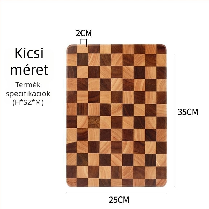 Akácból készült vágódeszka sakk-minta mintával, penész- és repedésálló, tömörfa konyhai deszka