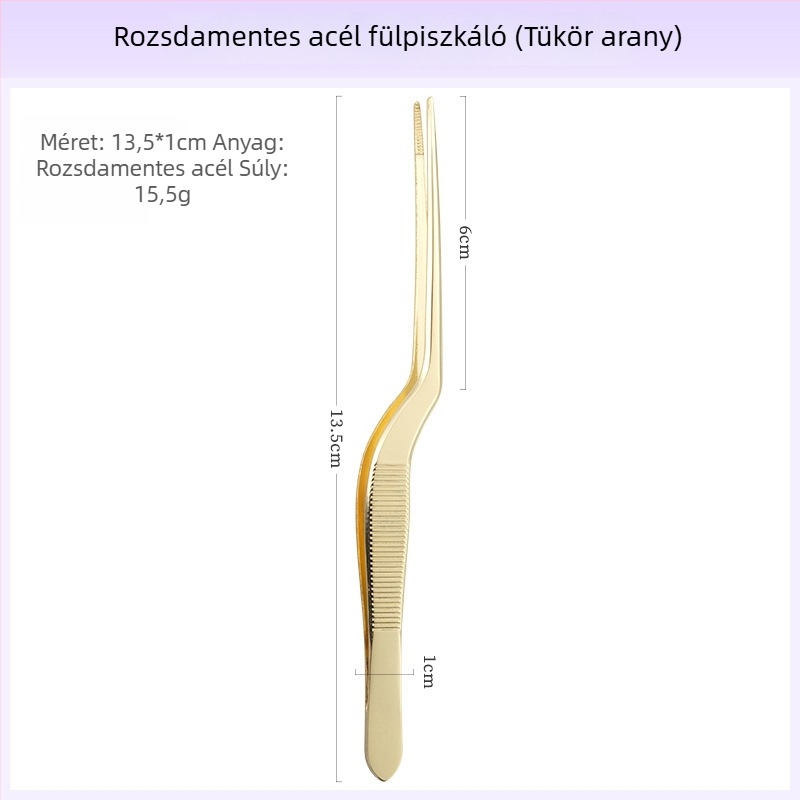 Szakmai fültisztító készlet: csipeszek rozsdamentes acélból, fülklipszek és fültálka krokodil-fogszerű kivitelben, gyerekeknek és felnőtteknek