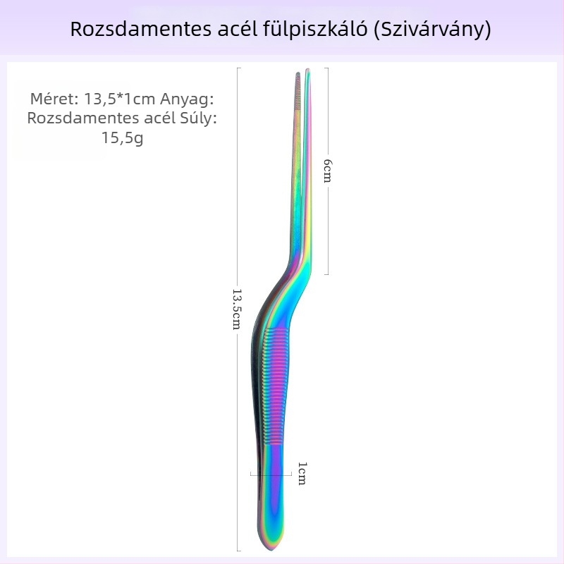 Szakmai fültisztító készlet: csipeszek rozsdamentes acélból, fülklipszek és fültálka krokodil-fogszerű kivitelben, gyerekeknek és felnőtteknek