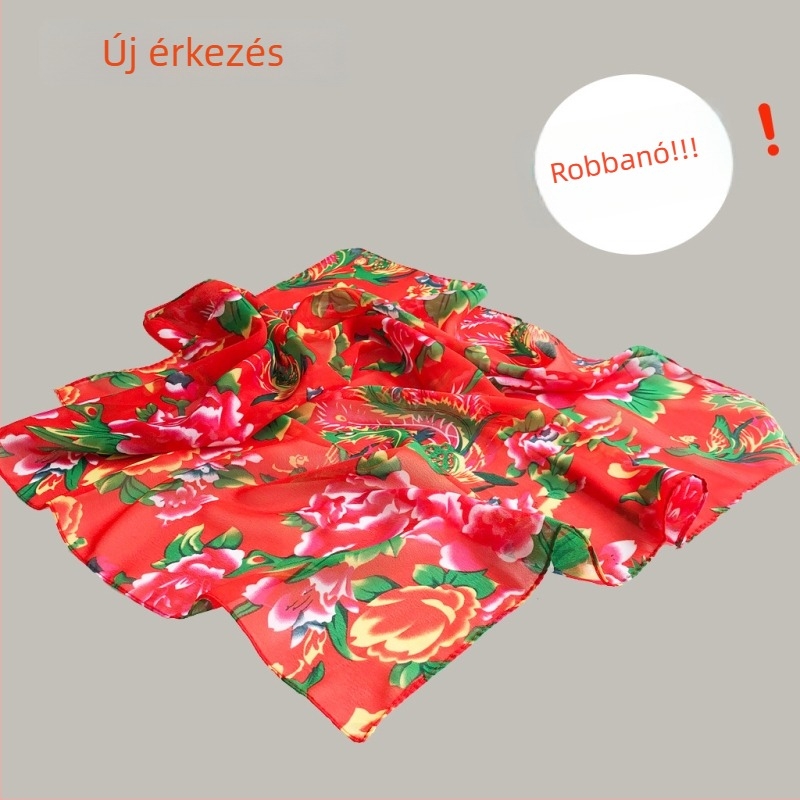 Női háromszög chiffon kendő, 68×68 cm, poliészter, pasztell virág mintával