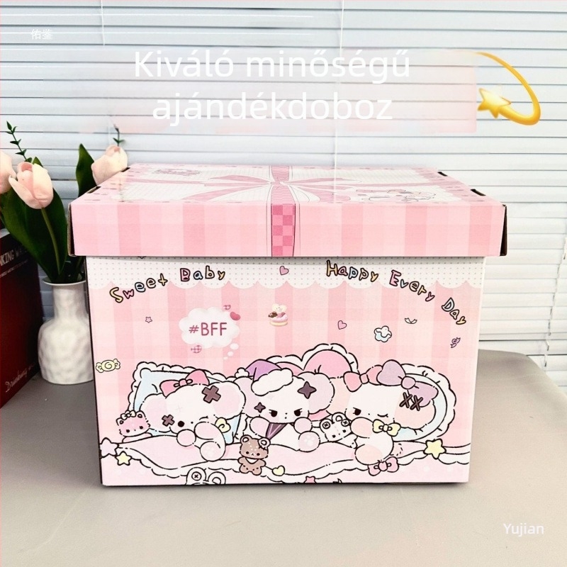 Nagy ajándékdoboz, üres doboz, exkluzív születésnapi csomagolás, vastag karton, kreatív, magas értékű ajándékdoboz