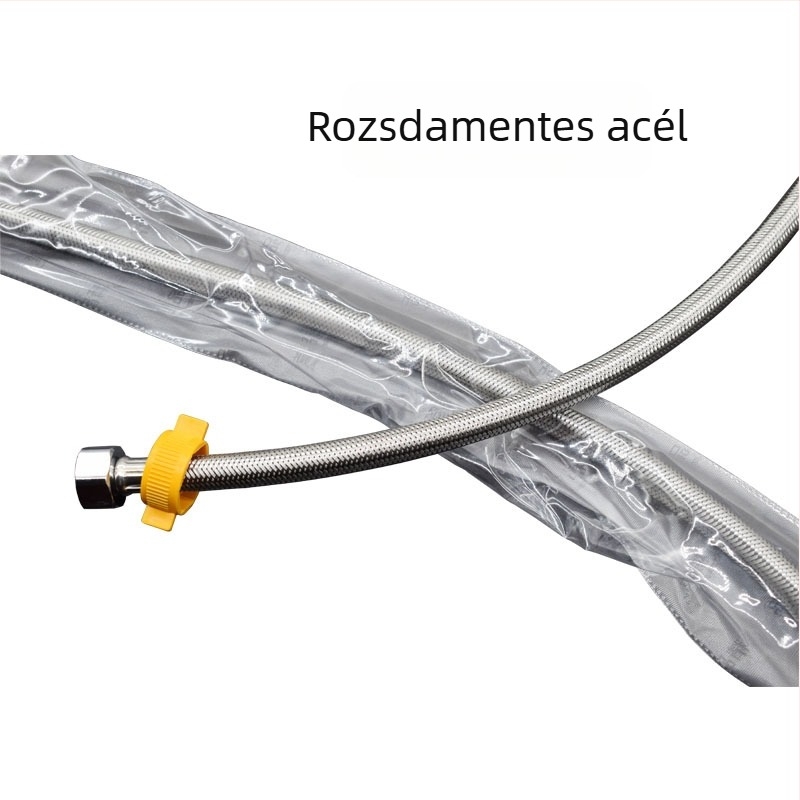 Rozsdamentes acélból készült, kettős végű tömlő meleg- és hideg víz ellátásához, csaptele és zuhanyfej csatlakoztatásához