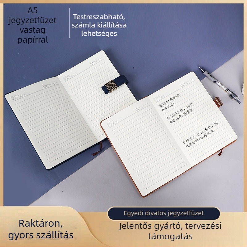 A5-ös ablakos mintázatú jegyzetfüzet, vastag belső oldalakkal, üzleti irodai napló, testreszabható