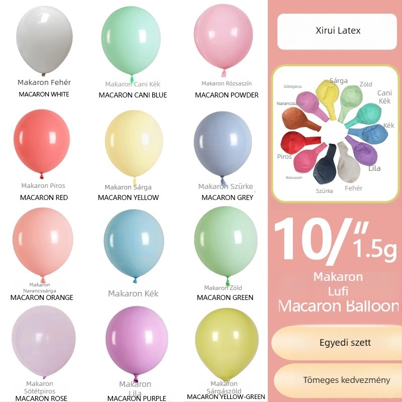 10 hüvelykes latex ballon macaron színű, gyerekek születésnapi és esküvői dekorációhoz