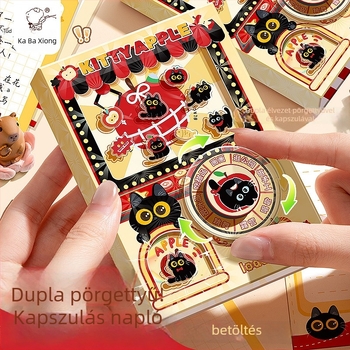 Kaba Bear Zsebes jegyzetfüzet duplán forgó mechanizmussal, rajzfilm téma gyerekeknek, színes oldalak