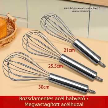 Rozsdamentes acél tojáshabverő – kézi keverő tojás és tejszín felveréséhez, konyhai eszköz
