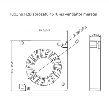 Tuozhu 3D nyomtató kiegészítők, H2D forró vég ventilátor, dupla golyóscsapágy, nagy sebességű 4510 hűtőventilátor