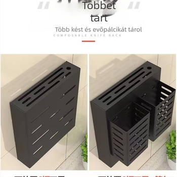 Falra szerelhető polc fűszerek és szószok számára, fúrás nélkül, egy szintes, szénacélból