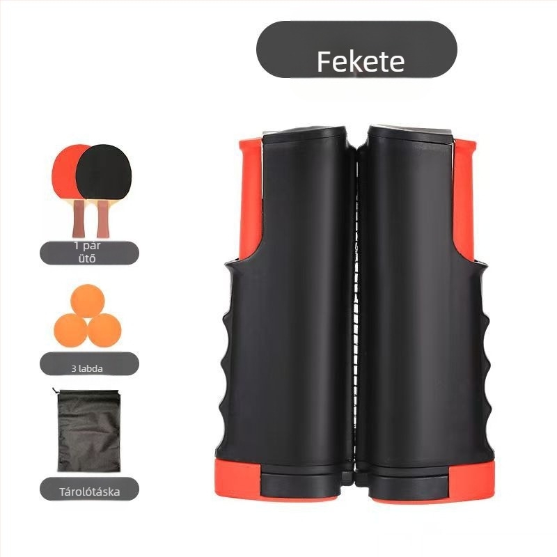 Könnyen hordozható asztali tenisz készlet hálóval és ütőkkel, beltéri és kültéri használatra
