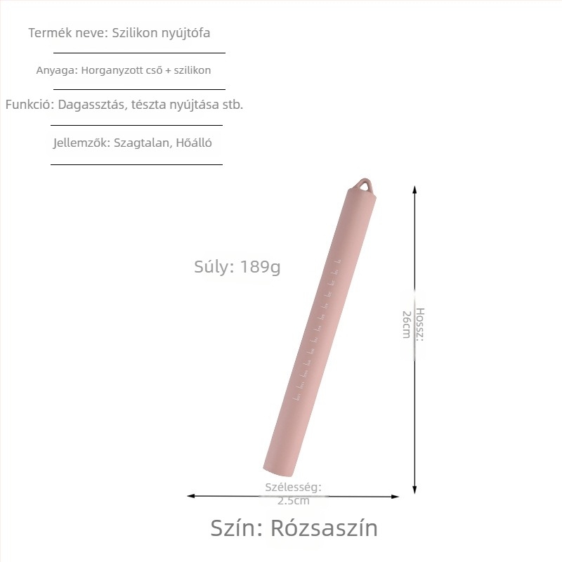 Szilikon nyújtópálca tésztához és knédli tésztalapokhoz – konyhai eszköz