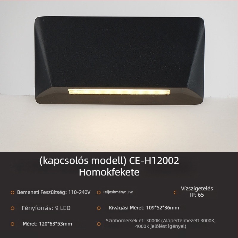 3W-os alumínium LED vízálló beépíthető talpv világítás – lépcsőfény, folyosó sarok és mozgásérzékelős éjszakai fény