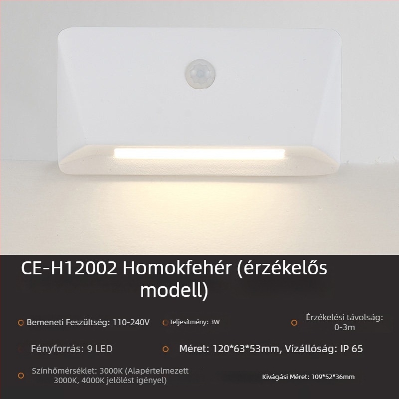 3W-os alumínium LED vízálló beépíthető talpv világítás – lépcsőfény, folyosó sarok és mozgásérzékelős éjszakai fény