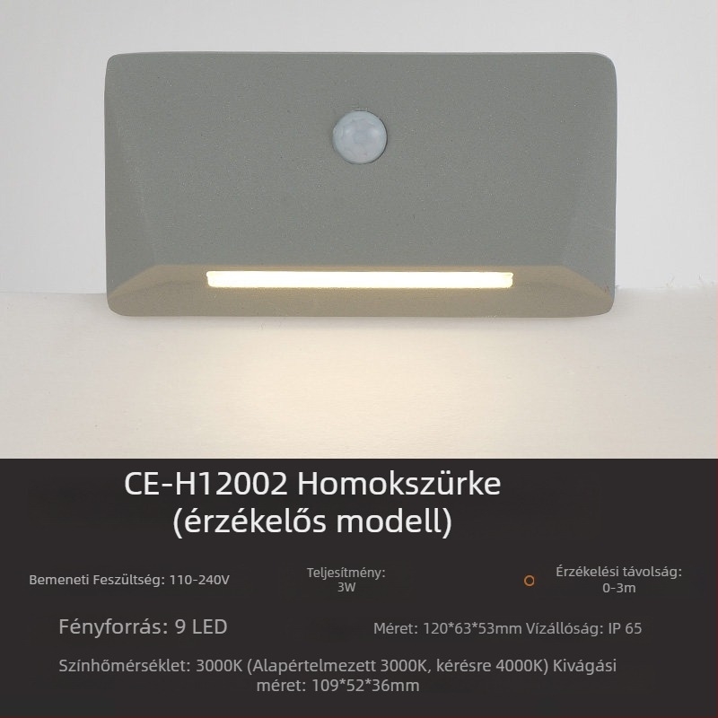 3W-os alumínium LED vízálló beépíthető talpv világítás – lépcsőfény, folyosó sarok és mozgásérzékelős éjszakai fény