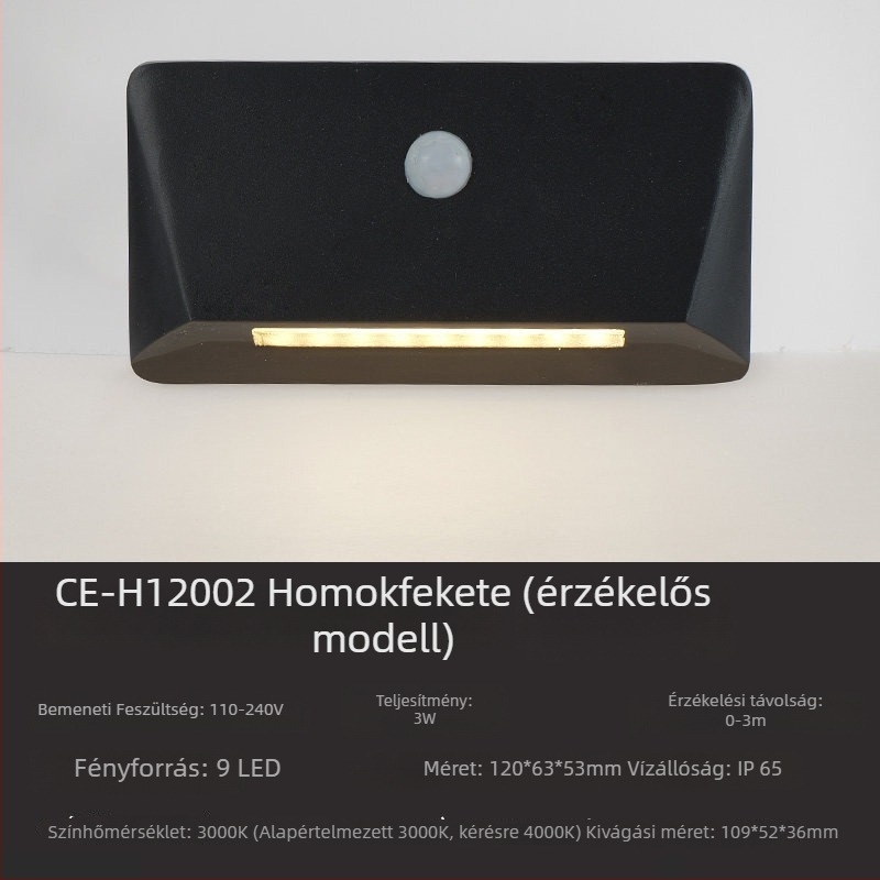 3W-os alumínium LED vízálló beépíthető talpv világítás – lépcsőfény, folyosó sarok és mozgásérzékelős éjszakai fény
