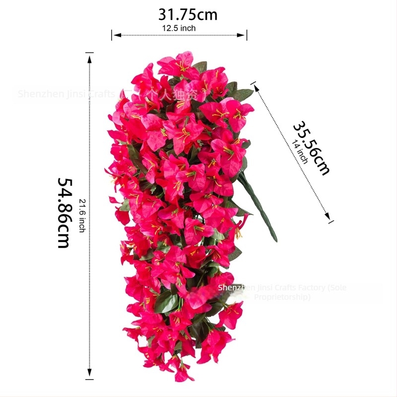 Bougainvillea művirágok, 12-ágú fali dekoráció, esküvői és ünnepi dekorációhoz, beltéri és kültéri használatra