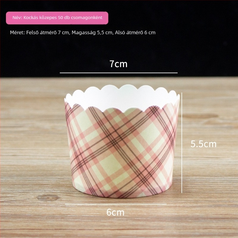7 cm-es papír muffin formák sütőben használhatóak, magas hőmérsékletnek ellenálló, olajálló