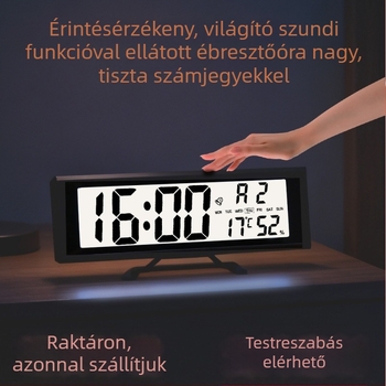 Csendes digitális asztali óra, többfunkciós, fényes kijelzővel, elektronikus örök naptár, ébresztő, hőmérő és páratartalom-mérő
