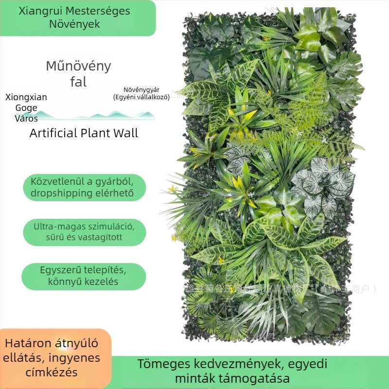 Kültéri műnövény falpanel, 50×100 cm, dekoráció esküvőkre és kiállításokra, bejáratokhoz és erkélyekhez.