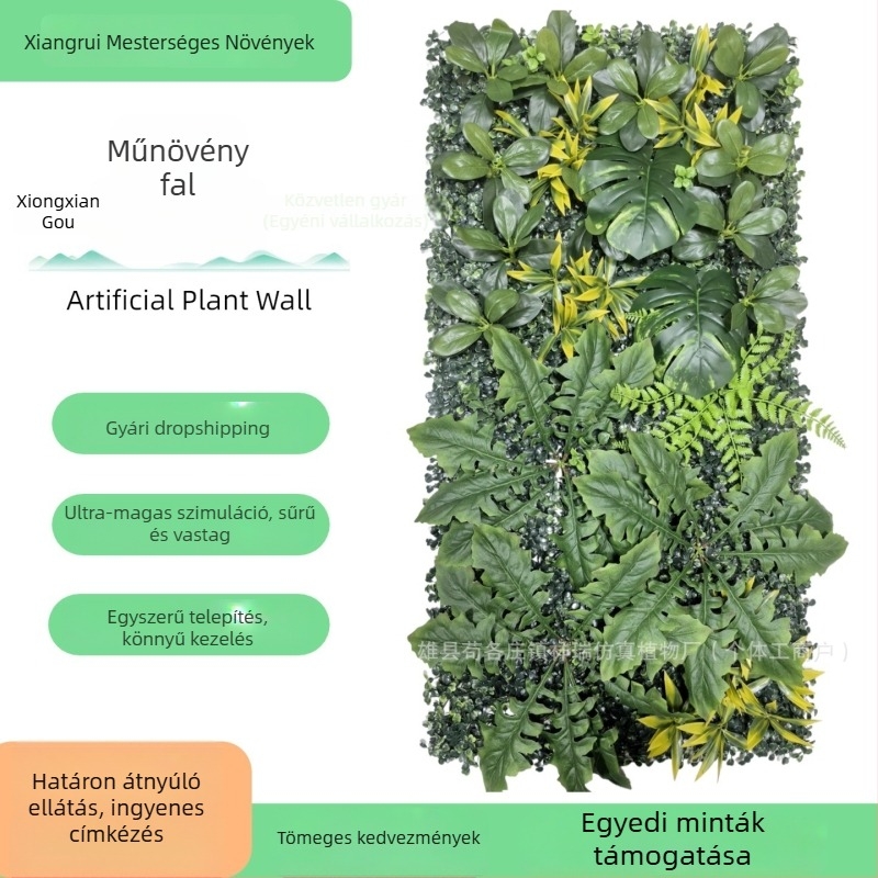 Kültéri műnövény falpanel, 50×100 cm, dekoráció esküvőkre és kiállításokra, bejáratokhoz és erkélyekhez.