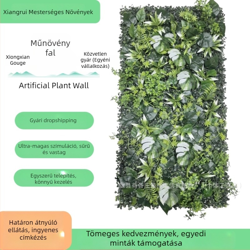 Kültéri műnövény falpanel, 50×100 cm, dekoráció esküvőkre és kiállításokra, bejáratokhoz és erkélyekhez.