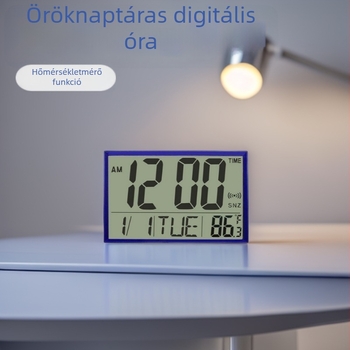 2803 Örök naptáras elektronikus óra, nagy LCD kijelző, falra szerelhető vagy asztali, csendes digitális kvarcos óra
