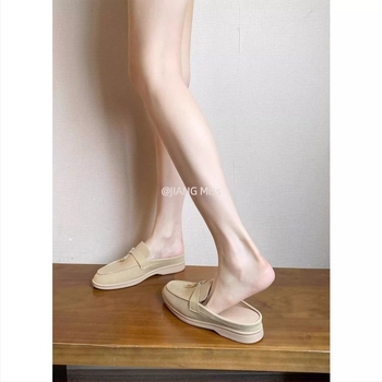 Női valódi bőrből készült zárt orrú slip-on szandál, rejtett magasság növelő talppal, 2026 nyári új stílus