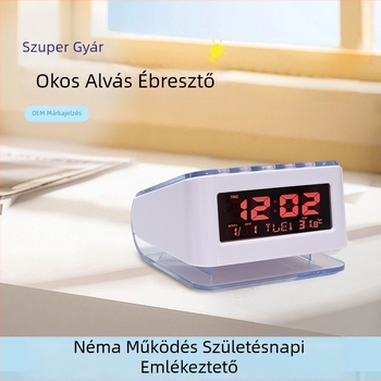 Csendes kompakt asztali ébresztőóra LED kijelzővel, okos ébresztő diákoknak, testreszabható digitális ébresztőóra