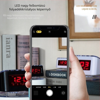 Csendes kompakt asztali ébresztőóra LED kijelzővel, okos ébresztő diákoknak, testreszabható digitális ébresztőóra