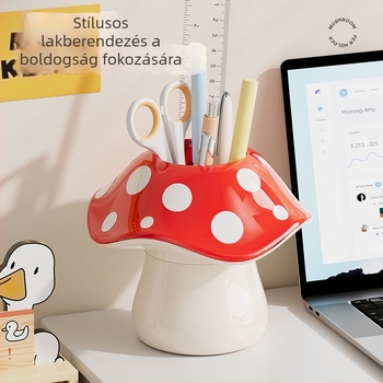 Aranyos gomba alakú tolltartó és sminkecset-tartó – asztali tároló, elegáns irodai dekoráció