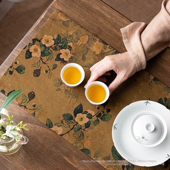 Xiangyun Yarnből készült teázóasztali abrosz, kétoldalas, vintage anyag, Zen stílus